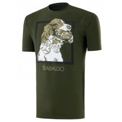 T-shirt Trabaldo verde con stampa beccaccia e setter mod. Identity