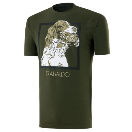 T-shirt Trabaldo verde con stampa beccaccia e setter mod. Identity
