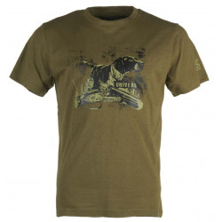 T-shirt Univers verde con stampa settere e fucile art. 94455 358 UNIVERS