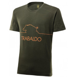 T-shirt Trabaldo verde con stampa cinghiale arancione mod. Identity