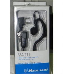 Auricolare a padiglione con microfono e cavo spiralato Midland MA21-L nero mod. C709-03