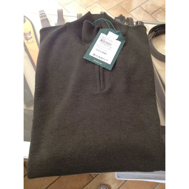 Felpa Lana Merino Beretta verde militare mod. P022 T1479 0750 Armeria Metelli