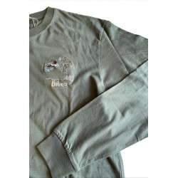 Maglia a maniche lunghe Univers verde  con ricamo beccaccia art. 94150 82