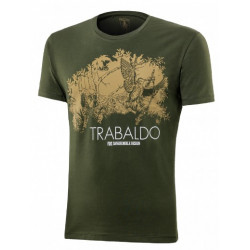 T-shirt Trabaldo verde con stampa beccaccia e setter mod. Identity