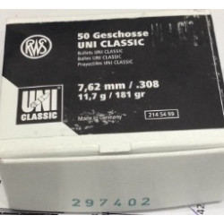 Palle RWS Uni Classic calibro 308 peso 181 grani