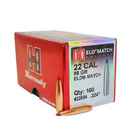 Palle Hornady Eld-Match calibro 22 peso 88 grani