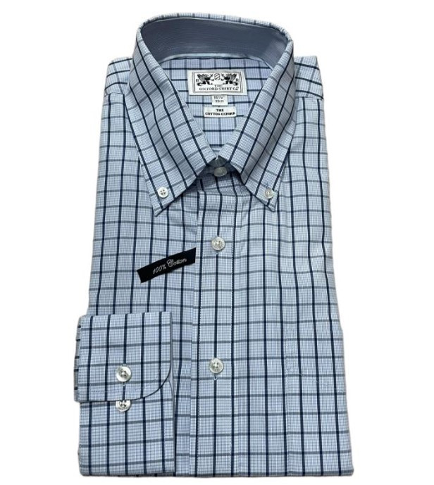 Camicia Oxford Shirt a quadri celeste SHIRT BUTTON