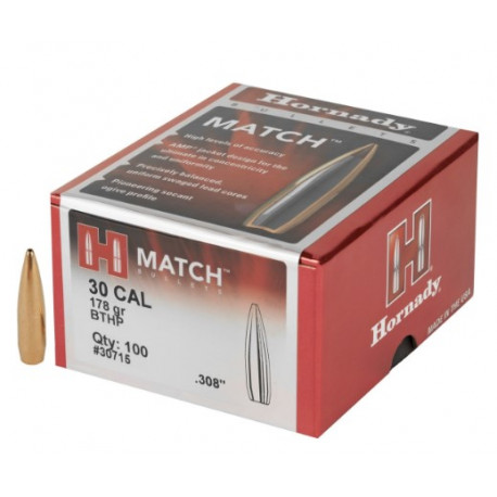 Palle Hornady Match calibro 30 peso 178 grani BTHP