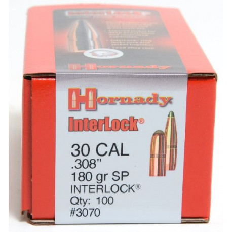 Palle Hornady SP InterLock calibro 30 peso 180 grani