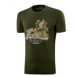 T-shirt Trabaldo verde con stampa beccaccia e setter mod. Identity