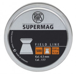 Pallini per aria compressa a punta piatta RWS Supermag cal 4,5 mm 9,3 gr