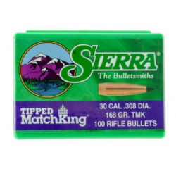 Palle Sierra Tipped MatchKing calibro 30 peso 168 grani