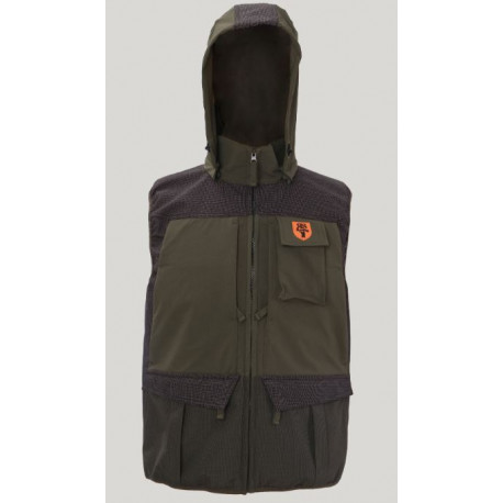 Gilet RS Hunting tecnico antispino verde con cappuccio mod. LV601