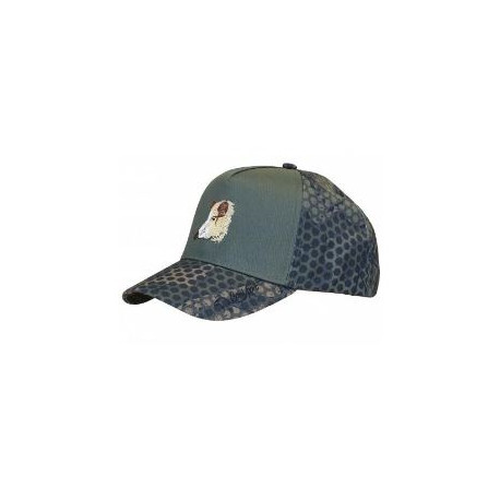 Cappello con visiera verde e camouflage con ricamo cinghiale