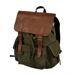 Zaino RASport multitasche verde con patta in pelle art. SL1001