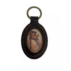 Portachiave Incantesimi di Cuoio in pelle marrone scuro con disegno beccaccia