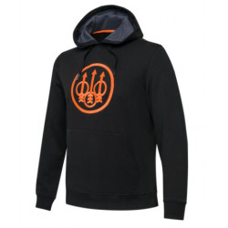 Felpa Beretta nera e logo arancio con cappuccio modello Pintail art. FU351 T2514 0999 BERETTA