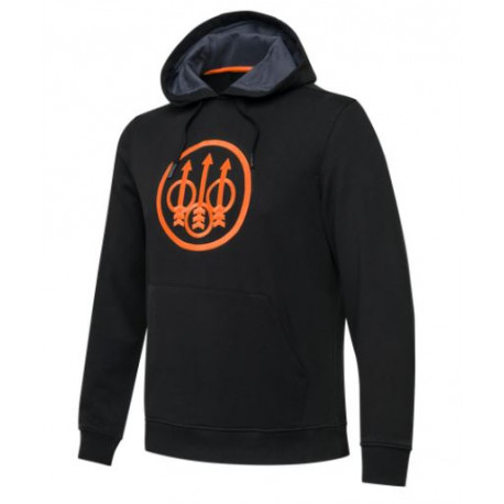 Felpa Beretta nera e logo arancio con cappuccio modello Pintail art. FU351 T2514 0999 BERETTA