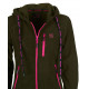 Felpa micropile da donna Univers con cappuccio verde e rosa art. 24030 404
