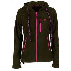 Felpa micropile da donna Univers con cappuccio verde e rosa art. 24030 404