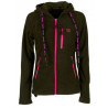 Felpa micropile da donna Univers con cappuccio verde e rosa art. 24030 404