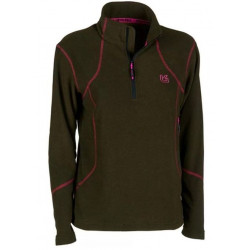 Lupetto micropile da donna Univers verde con rifiniture rosa art. 24023 404