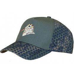 Cappello con visiera verde e ricamo beccaccia