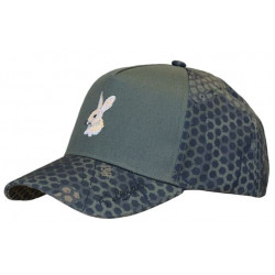 Cappello con visiera verde e ricamo lepre