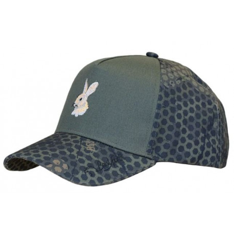 Cappello con visiera verde e ricamo lepre