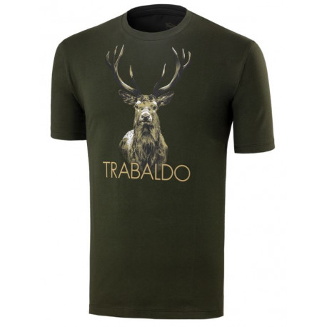 T-shirt Trabaldo verde con stampa del cervo mod. Identity