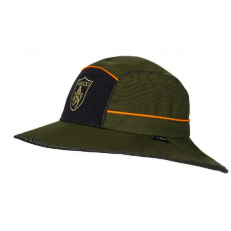 Cappello impermeabile Trabaldo a falda larga verde e arancio reversibile modello Missouri