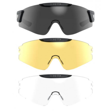 Occhiali da tiro Beretta modello Intermask lenti intercambiabili gialle, trasparenti e fumè art.OC081 D0049 0MX1