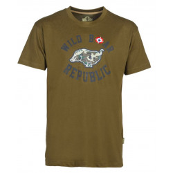 T-shirt marrone con stampa cinghiale Percussion art.15204 PERCUSSION