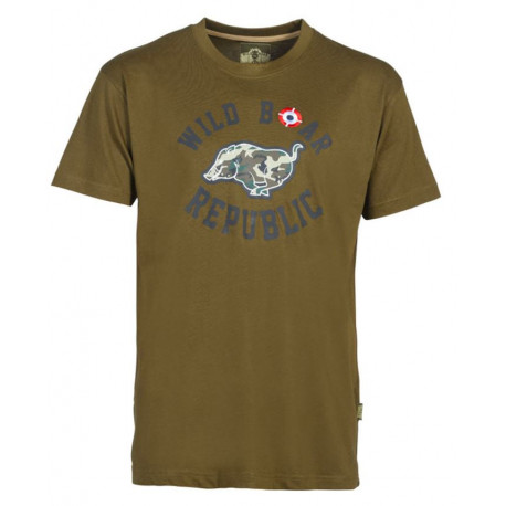 T-shirt marrone con stampa cinghiale Percussion art.15204 PERCUSSION