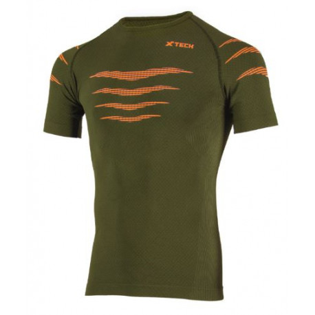Maglia tecnica intima Xtech verde e arancio modello Falcon a manica corta