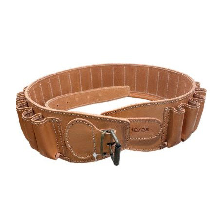 Cartuccera Civa per cartucce fucile calibro 12 in pelle color cuoio chiaro